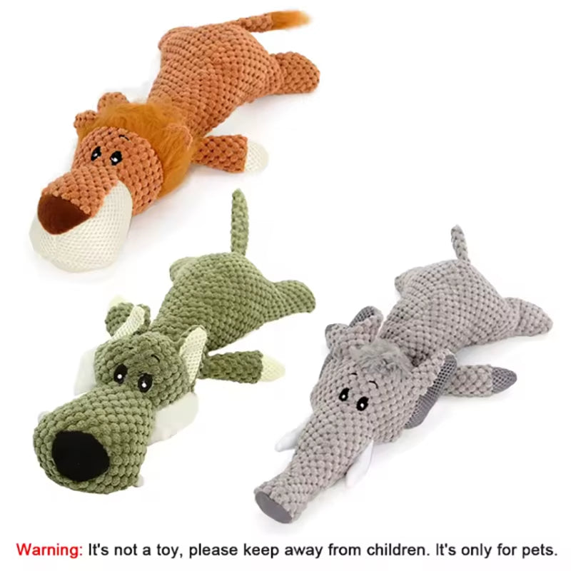 1/3 Pcs Large Dog Toy Bite-Resistant Sound Plush Toy Lion Wolf Elephant Cartoon Pet Toy Squeaky Dog Toy for Small & Medium Dogs