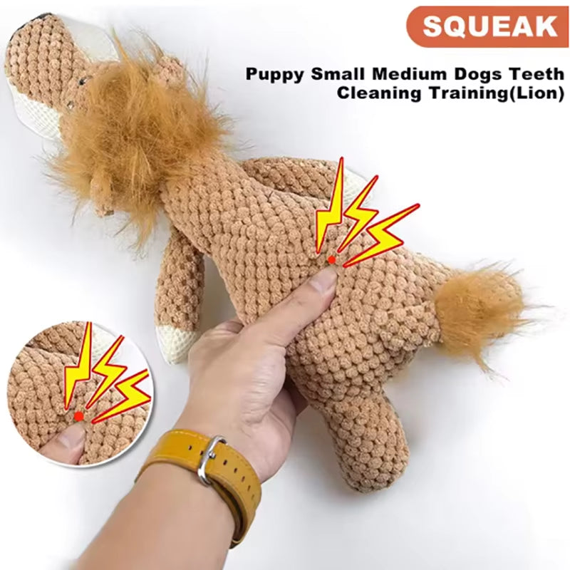 1/3 Pcs Large Dog Toy Bite-Resistant Sound Plush Toy Lion Wolf Elephant Cartoon Pet Toy Squeaky Dog Toy for Small & Medium Dogs